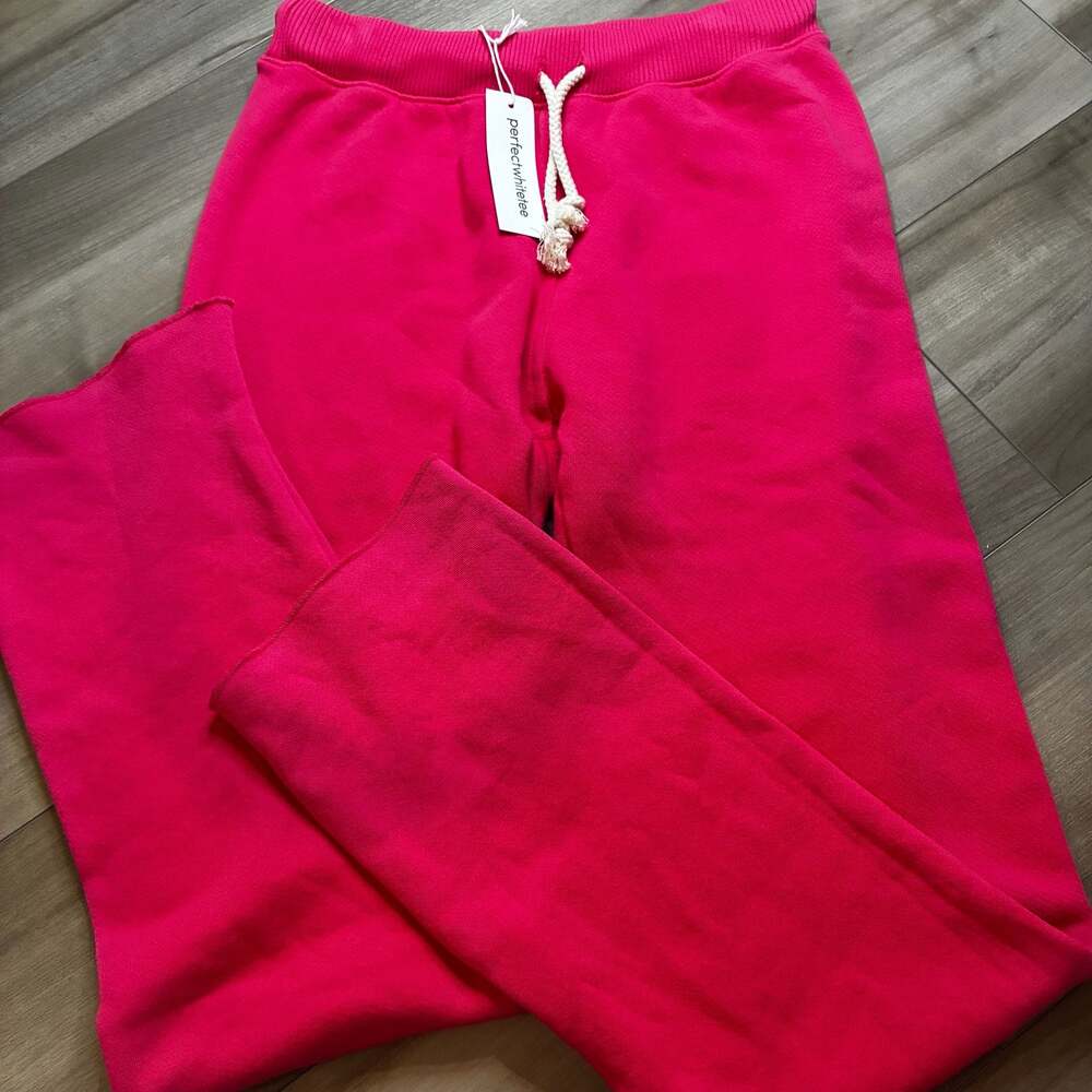 perfectwhitetee Pink Bloom Sunday Terry Straight Leg Sweatpant size Small